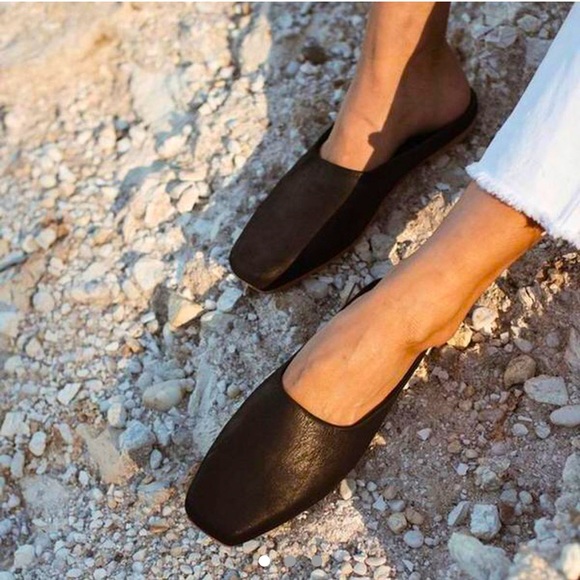 St. Agni Shoes - St. Agni Black Leather Mules